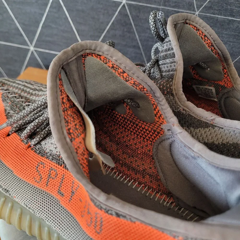 Adidas Yeezy Boost SPLY 350 V2 Carbon Beluga Reflective Orange Gray Sz 11.5